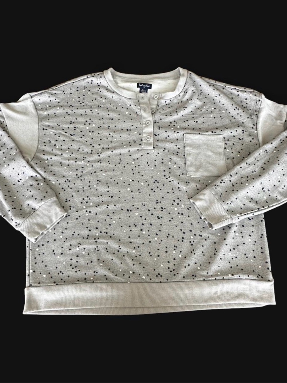 Splendid Gray Speckled Long Sleeve Henley Tee